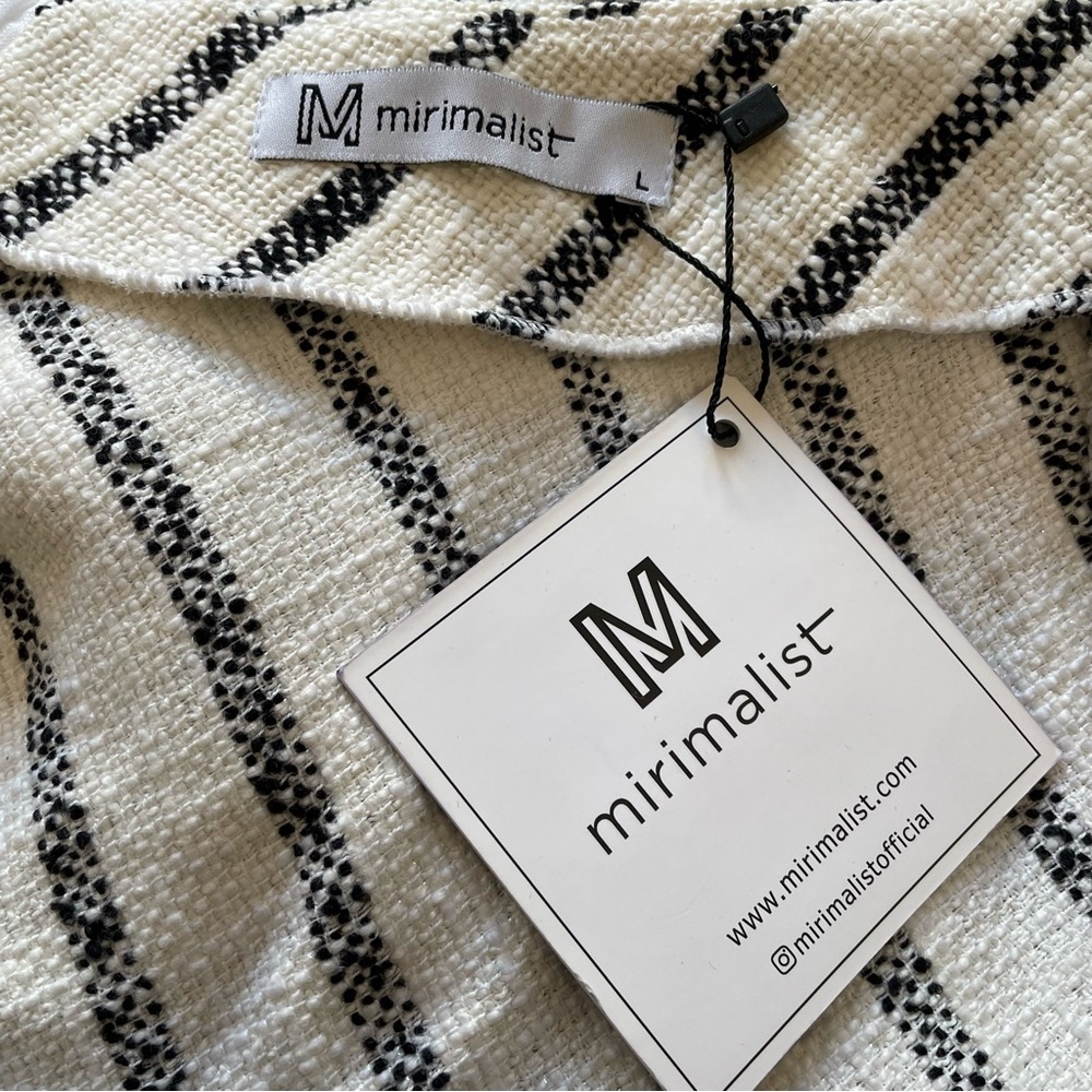 Mirimalist Wrap Striped Cotton Faux Leather Asymmetrical A-Line Skirt NWT Size L - Picture 8 of 10